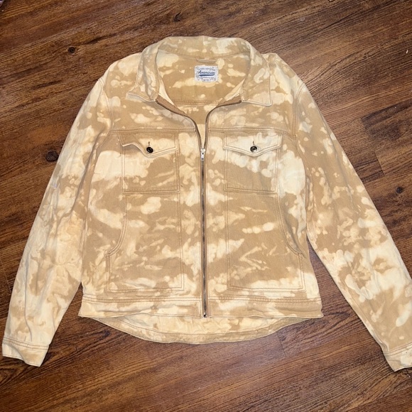 American Vintage Other - American Vintage Denim Khaki Zip Up Camo Upcycled Utility Retro Jacket Size XL